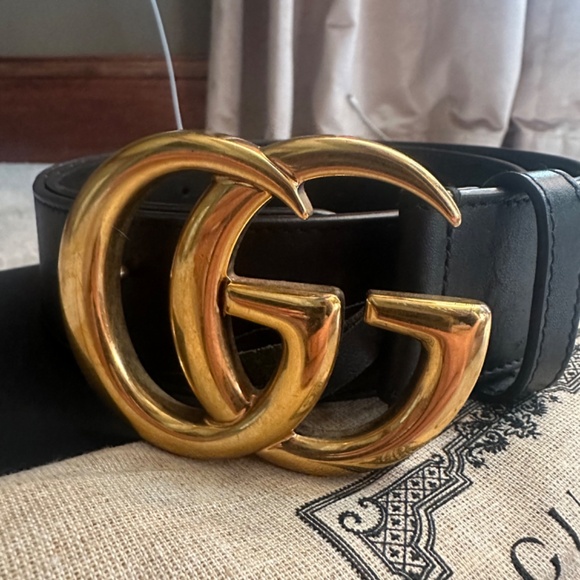AUTHENTIC Black GG Marmont Wide Belt
